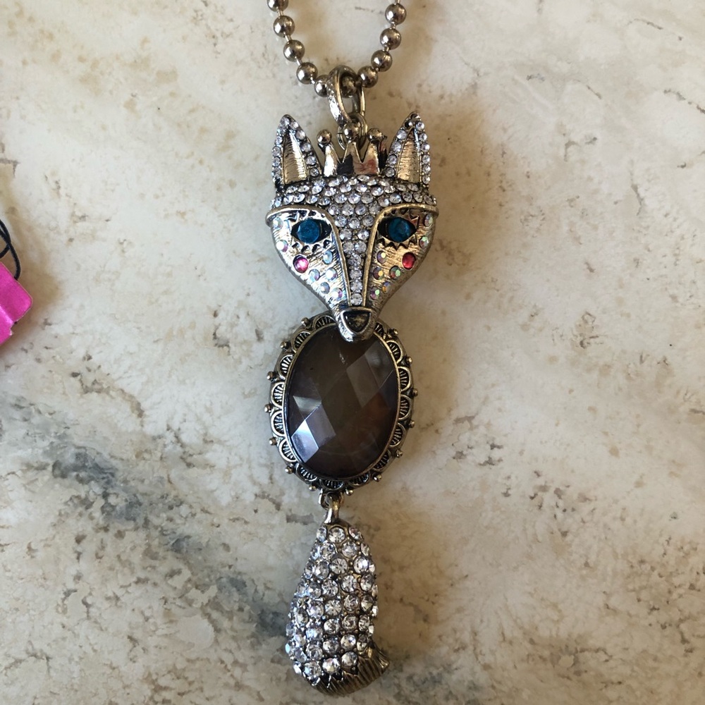 Betsey Johnson Jewelled Fox Necklace
